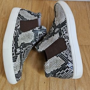 Coconuts by Matisse Harlan Faux Leather Tan Snake Print High-Top Sneakers Size 7